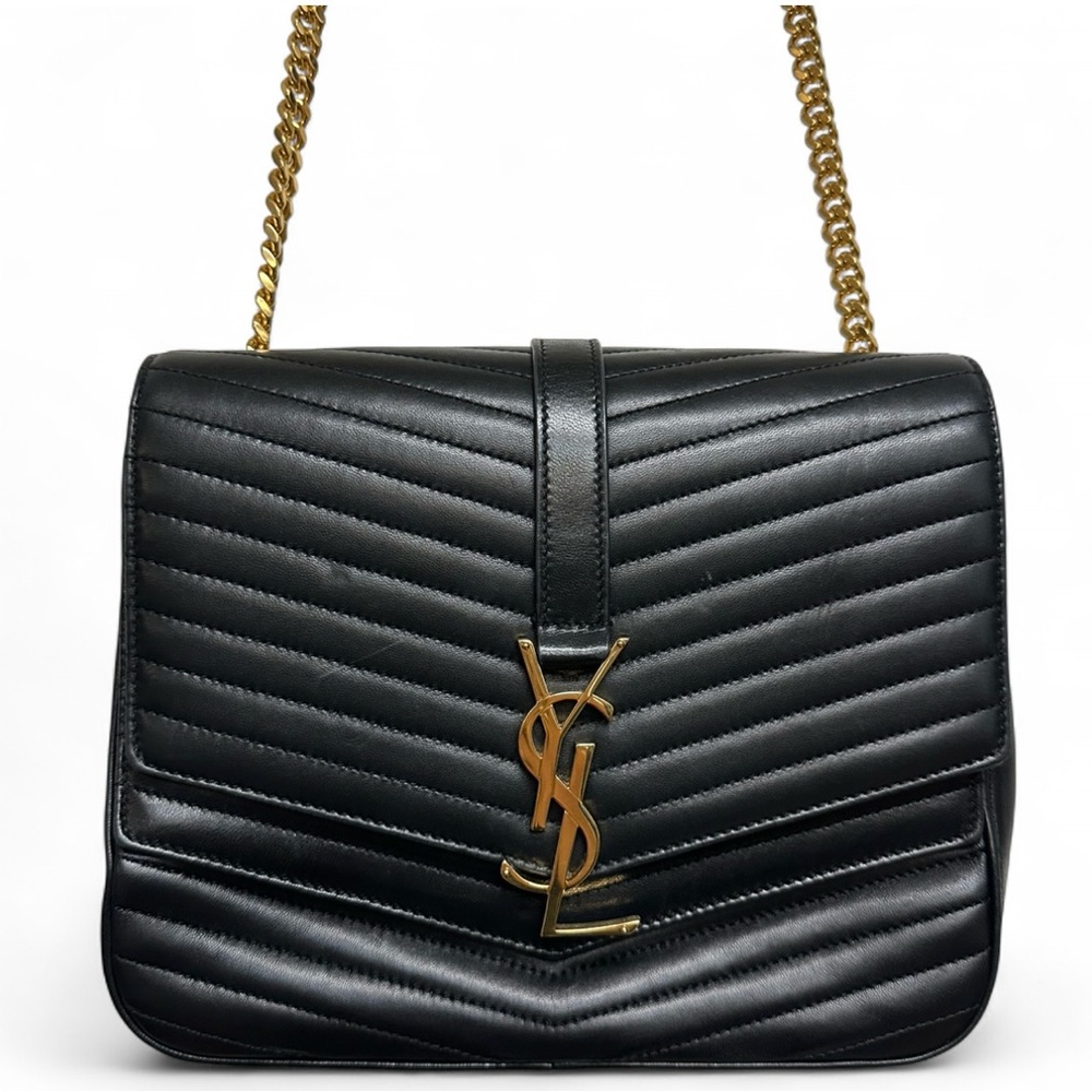 YSL 2018 Medium Chevron Lambskin Monogram Sulpice Bag crossbody bag